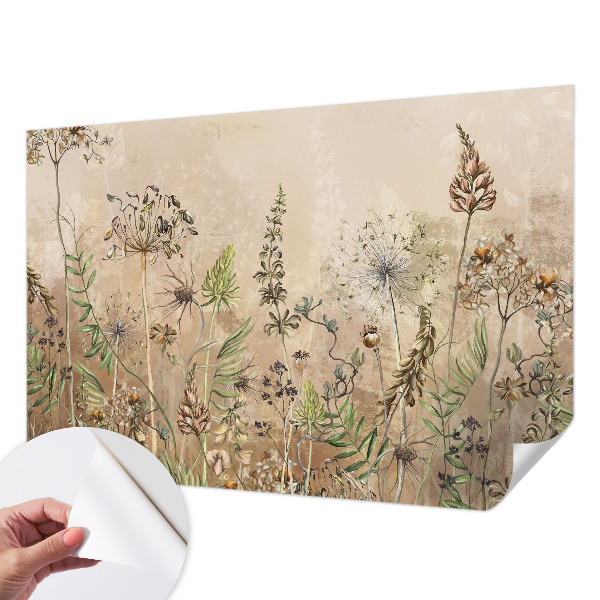 Mural de pared con estampado hermoso Flores rústicas