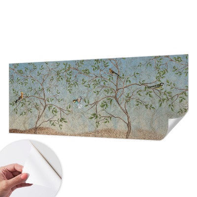 Fotomural decorativo para cabecero de cama con estampado de pájaros entre los árboles