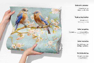 Fotomural decorativo para cabecero de cama Pájaros en los árboles