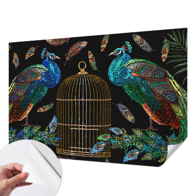 Fotomural decorativo para cabecero de cama con imagen de pavo real