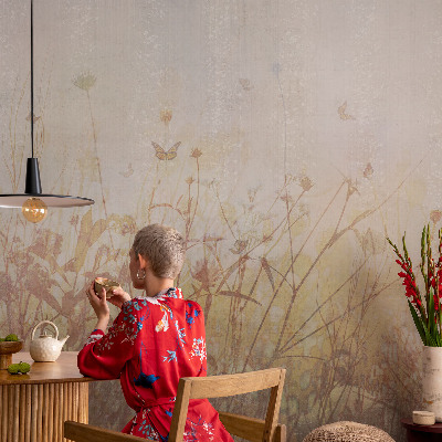 Papel mural con patrón decorativo armonía de pradera