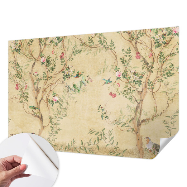 Papel mural texturado decorativo con detalles florales