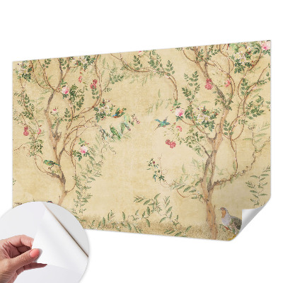 Papel mural texturado decorativo con detalles florales