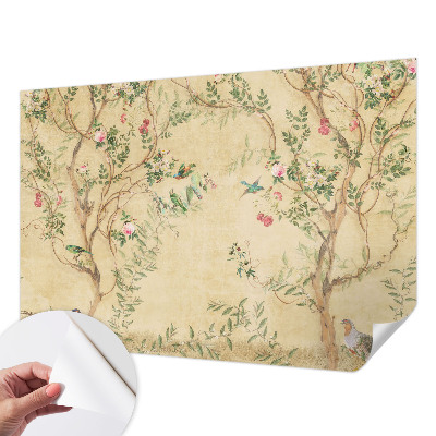 Papel mural texturado decorativo con detalles florales