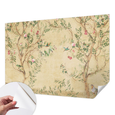 Papel mural texturado decorativo con detalles florales