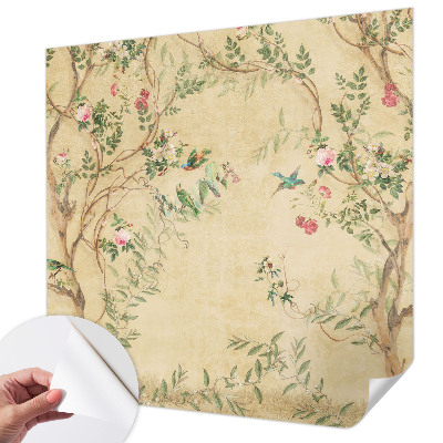 Papel mural texturado decorativo con detalles florales