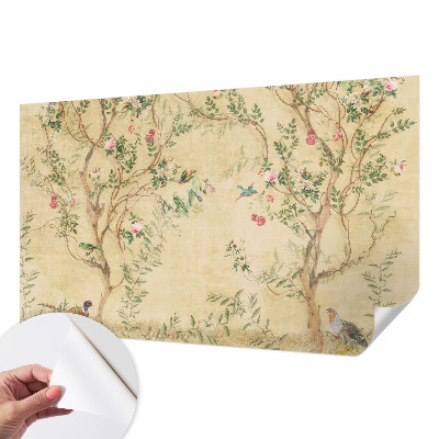 Papel mural texturado decorativo con detalles florales
