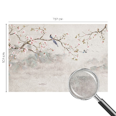 Papel mural con patrón decorativo con un paisaje oriental