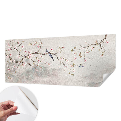 Papel mural con patrón decorativo con un paisaje oriental