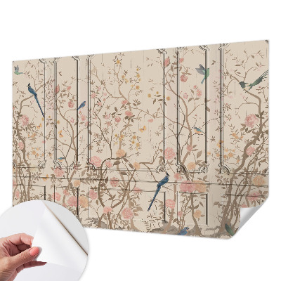 Mural de pared con estampado hermoso con motivo de pájaros y flores