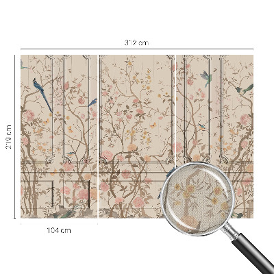 Mural de pared con estampado hermoso Pájaros y flores