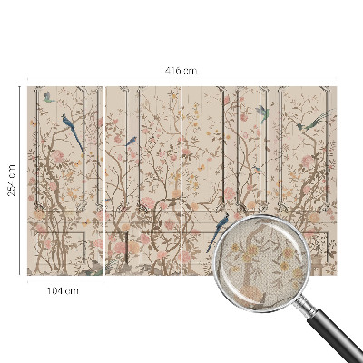 Mural de pared con estampado hermoso Pájaros y flores