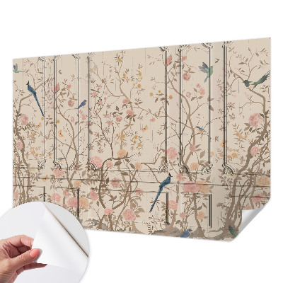 Mural de pared con estampado hermoso con motivo de pájaros y flores