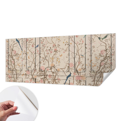 Mural de pared con estampado hermoso con motivo de pájaros y flores