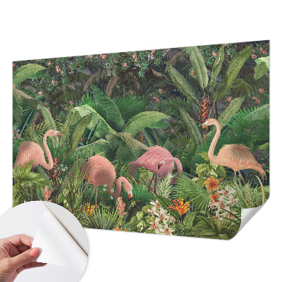 Mural de pared con estampado hermoso con motivo de flamencos rosas