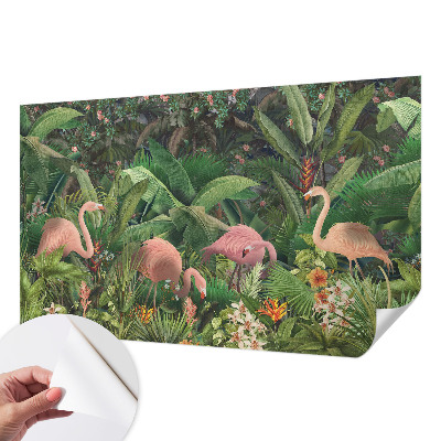 Mural de pared con estampado hermoso con motivo de flamencos rosas