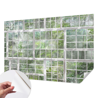 Papel mural texturado decorativo con motivo de bosque en tonos verdes