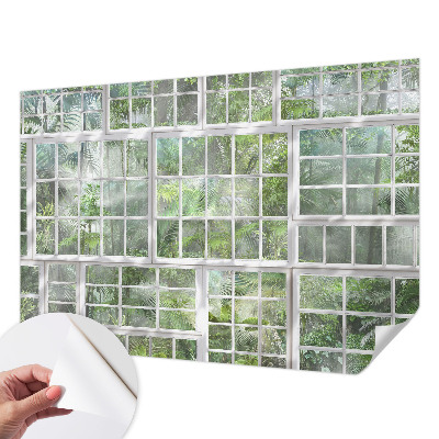 Papel mural texturado decorativo con motivo de bosque en tonos verdes