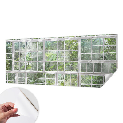 Papel mural texturado decorativo con motivo de bosque en tonos verdes