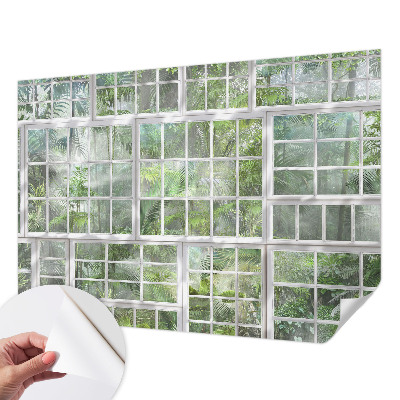 Papel mural texturado decorativo con motivo de bosque en tonos verdes