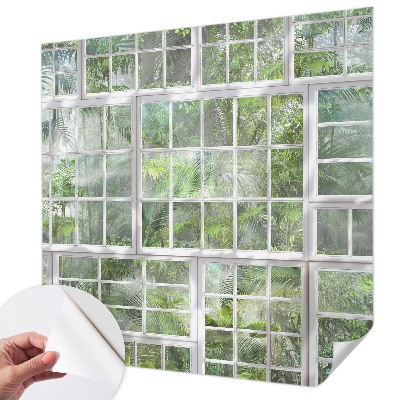 Papel mural texturado decorativo con motivo de bosque en tonos verdes