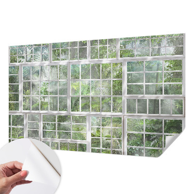 Papel mural texturado decorativo con motivo de bosque en tonos verdes
