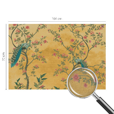 Papel mural con patrón decorativo árboles de pavo real