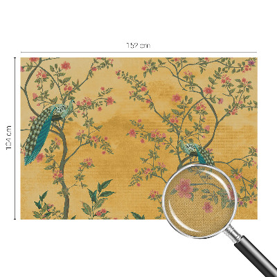 Papel mural con patrón decorativo árboles de pavo real