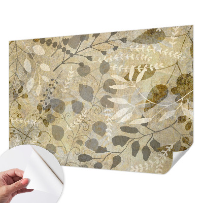 Mural de pared con estampado hermoso hojas de ramitas