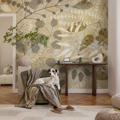 Mural de pared con estampado hermoso hojas de ramitas