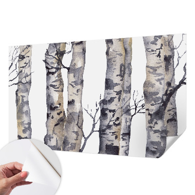 Papel mural texturado decorativo con diseño de bosque de álamos