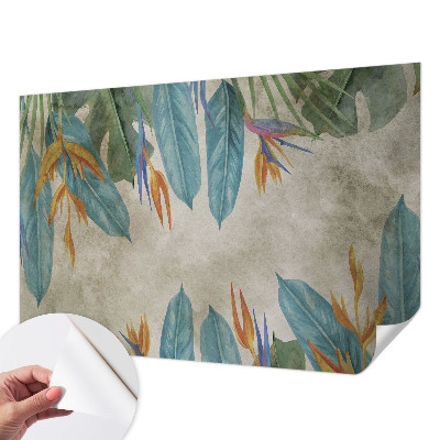 Fotomural decorativo para cabecero de cama con diseño de flores tropicales