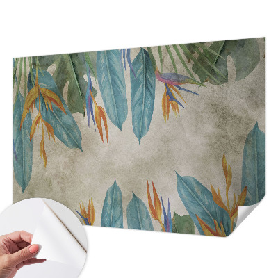 Fotomural decorativo para cabecero de cama con diseño de flores tropicales