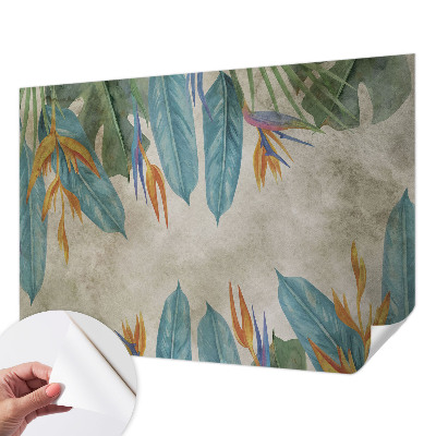 Fotomural decorativo para cabecero de cama con diseño de flores tropicales