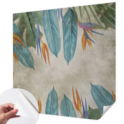 Fotomural decorativo para cabecero de cama con diseño de flores tropicales
