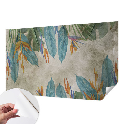 Fotomural decorativo para cabecero de cama con diseño de flores tropicales