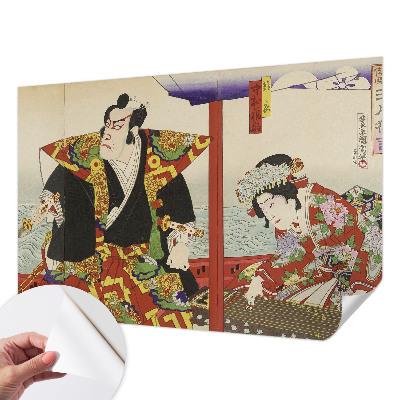 Papel mural con patrón decorativo con motivo de teatro japonés