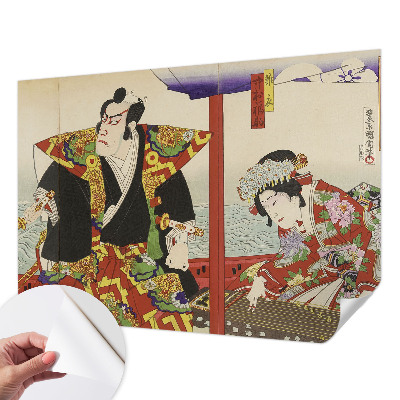 Papel mural con patrón decorativo con motivo de teatro japonés