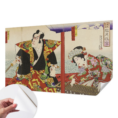 Papel mural con patrón decorativo con motivo de teatro japonés