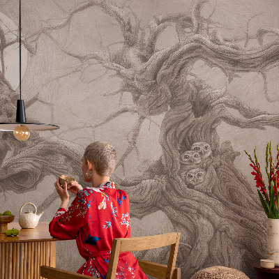 Mural de pared con estampado hermoso aves nocturnas
