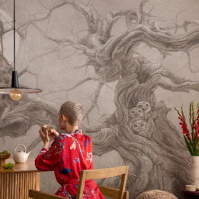 Mural de pared con estampado hermoso con diseño de aves nocturnas