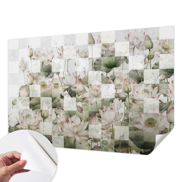 Fotomural decorativo para cabecero de cama con patrones de loto