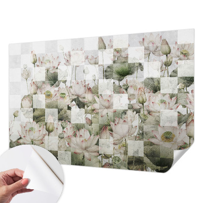Fotomural decorativo para cabecero de cama con patrones de loto