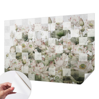 Fotomural decorativo para cabecero de cama con patrones de loto