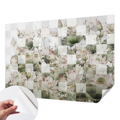 Fotomural decorativo para cabecero de cama con patrones de loto