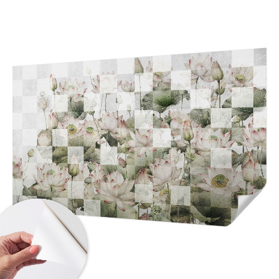 Fotomural decorativo para cabecero de cama con patrones de loto