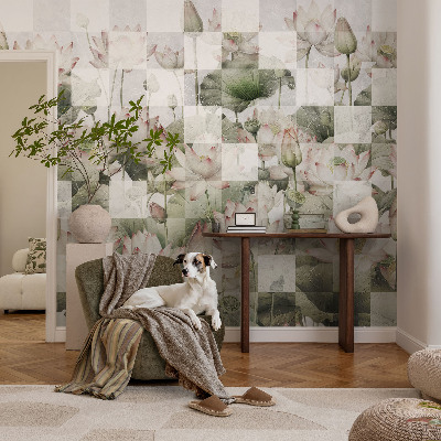 Fotomural decorativo para cabecero de cama patrones de loto