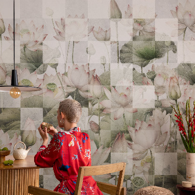 Fotomural decorativo para cabecero de cama patrones de loto