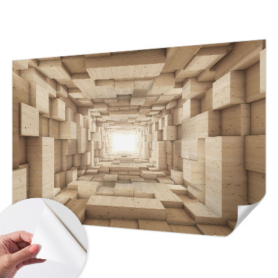 Papel mural texturado decorativo con diseño de túnel de madera