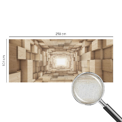 Papel mural texturado decorativo con diseño de túnel de madera